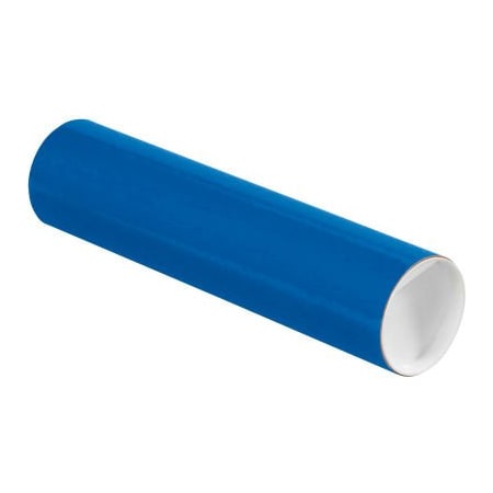 The Packaging Wholesalers Colored Mailing Tubes With Caps, 3in Dia. x 12inL, 0.07in Thick, Blue, 24/Pack P3012B